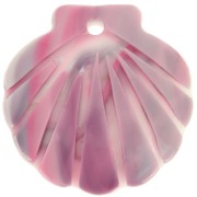Pendentif coquillage en acétate 19 mm - Marbré Rose - Blanc x1