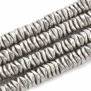 Perles rondelles Heishi ondulées - wavy - imitation Hématite - 6x1.7 mm x39cm