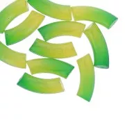 Perles tube incurvé & facetté en résine transparente 37x12 mm - Dégradé vert x6
