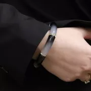 Perles tube incurvé & facetté en résine transparente 37x12 mm - Dégradé vert x6