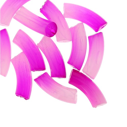 Perles tube incurvé & facetté en résine transparente 37x12 mm - Dégradé violet x6