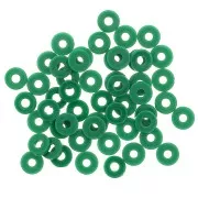 Perles Heishi rondelles  en plastique 6x1 mm - Vert foncé x 1.8g