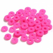 Perles Heishi rondelles  en plastique 6x1 mm - Rose bonbon x1.8g|raw }}