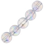 Perles rondes en acrylique 10 mm - Transparent effet AB x10