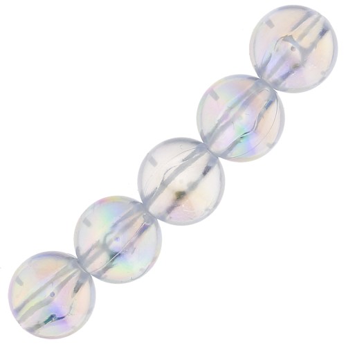 Perles rondes en acrylique 10 mm - Transparent effet AB x10