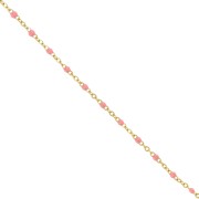 Chaîne avec perles en résine époxy 2mm Acier inoxydable 304 Doré - Rose saumon x1m