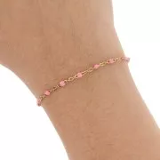 Chaîne avec perles en résine époxy 2mm Acier inoxydable 304 Doré - Rose saumon x1m