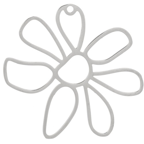 Pendentif fleur ajouré 33x35 mm - Acier inoxydable 316L x2