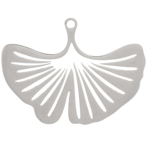 Pendentif feuille de Ginkgo 23x31 mm - Acier inoxydable 304 x1
