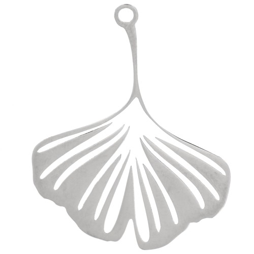 Pendentif Ginkgo 26.5x21 mm - Acier inoxydable 304 x1