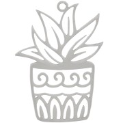 Pendentif plante évidé 31x23 mm - Acier inoxydable 304 x1