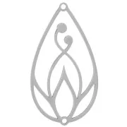 Intercalaire goutte évidé 40x22 mm - motif arabesques - Acier inoxydable 316L x1