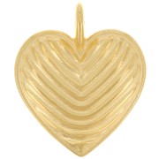 Pendentif coeur strié 24x20 mm - Doré à l'or fin x1