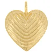 Pendentif coeur strié 24x20 mm - Doré à l'or fin x1