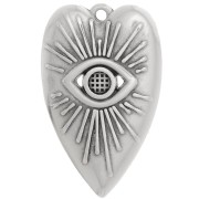 Pendentif coeur motif oeil 39x24 mm pour cabochon 4mm - Placage Argent fin vieilli