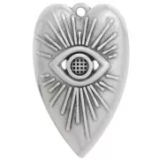 Pendentif coeur motif oeil 39x24 mm pour cabochon 4mm - Placage Argent fin vieilli