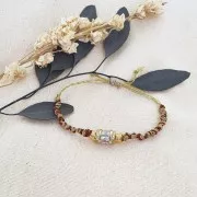 Perle tube avec oxydes de zirconium 12x10 mm - Doré - Crystal - Rose clair x1