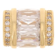 Perle tube avec oxydes de zirconium 12x10 mm - Doré - Crystal x1