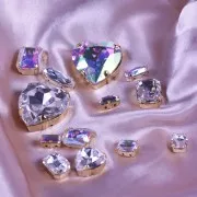 Cristal serti Aurora A4500 Baguette 10x5 mm - Doré - Crystal AB x1