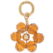 Pendentif fleur 12 mm en perles en verre facetté - Doré - Topaz x1|raw }}