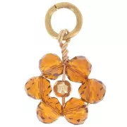 Pendentif fleur 12 mm en perles en verre facetté - Doré - Topaz x1