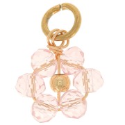 Pendentif fleur 12 mm en perles en verre facetté - Doré - Light Rose x1