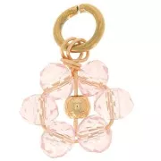 Pendentif fleur 12 mm en perles en verre facetté - Doré - Light Rose x1