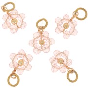 Pendentif fleur 12 mm en perles en verre facetté - Doré - Light Rose x1