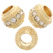 Perle rondelle strassée 7x6 mm - Doré - Crystal x1