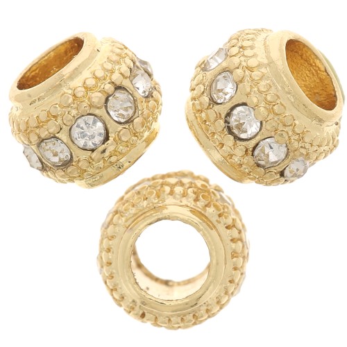 Perle rondelle strassée 7x6 mm - Doré - Crystal x1