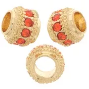 Perle rondelle strassée 7x6 mm - Doré - Hyacinth x1