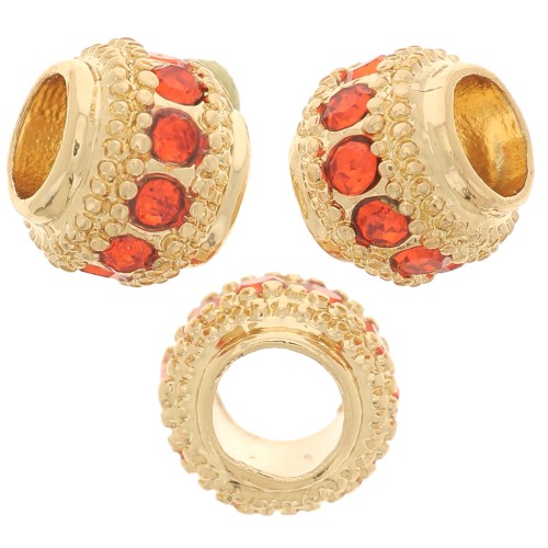 Perle rondelle strassée 7x6 mm - Doré - Hyacinth x1