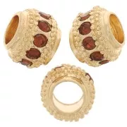 Perle rondelle strassée 7x6 mm - Doré - Topaz x1