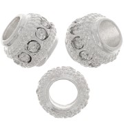 Perle rondelle strassée 7x6 mm - Argenté - Crystal x1