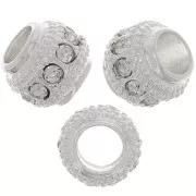 Perle rondelle strassée 7x6 mm - Argenté - Crystal x1