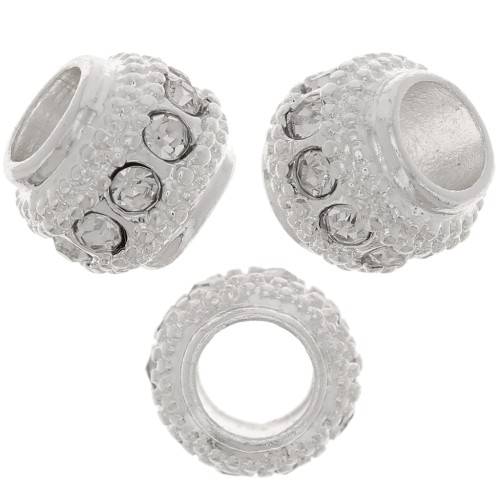 Perle rondelle strassée 7x6 mm - Argenté - Crystal x1