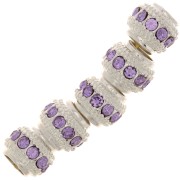 Perle rondelle strassée 7x6 mm - Argenté - Lilas x1