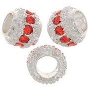 Perle rondelle strassée 7x6 mm - Argenté - Hyacinth x1