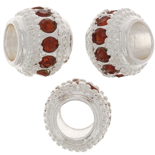 Perle rondelle strassée 7x6 mm - Argenté - Topaz x1