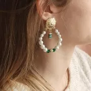 Perle rondelle strassée 7x6 mm - Argenté - Rose clair x1