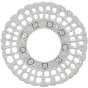 Intercalaire rond strié multi-trous 24 mm avec strass - Argenté - Transparent x1