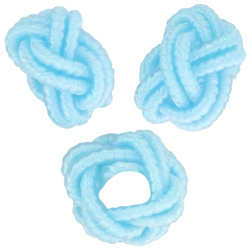 Perles effet noeud en fil nylon 7x5 mm - Bleu clair x6