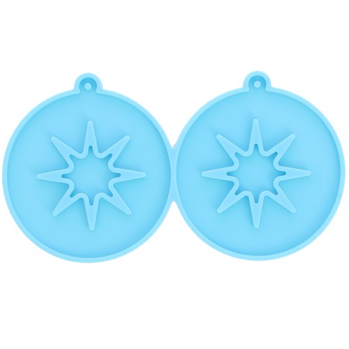 Moule silicone - boucles d'oreilles ronde - motif étoile évidée - résine époxy