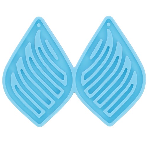 Moule silicone - boucles d'oreilles goutte évidée résine époxy & poudre céramique