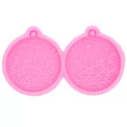 Moule silicone - boucles d'oreilles rond - fleur de Lotus & lune - résine époxy