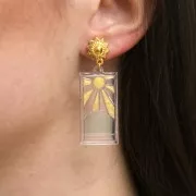 Moule silicone - boucles d'oreilles rectangle - motif soleil - pour résine époxy