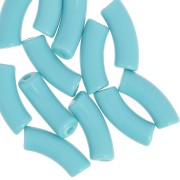 Perles tube incurvé 35x11 mm en acrylique opaque - Bleu glacier x6