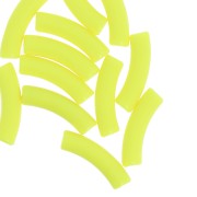 Perles tube incurvé 32x8 mm en acrylique opaque - Jaune fluo x6