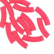 Perles tube incurvé 32x8 mm en acrylique opaque - Rose corail fluo x6