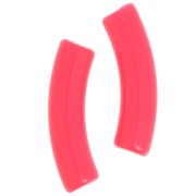 Perles tube incurvé 32x8 mm en acrylique opaque - Rose corail fluo x6